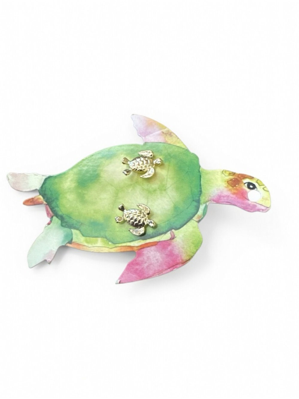 Turtle Earrings layered in 14k Gold